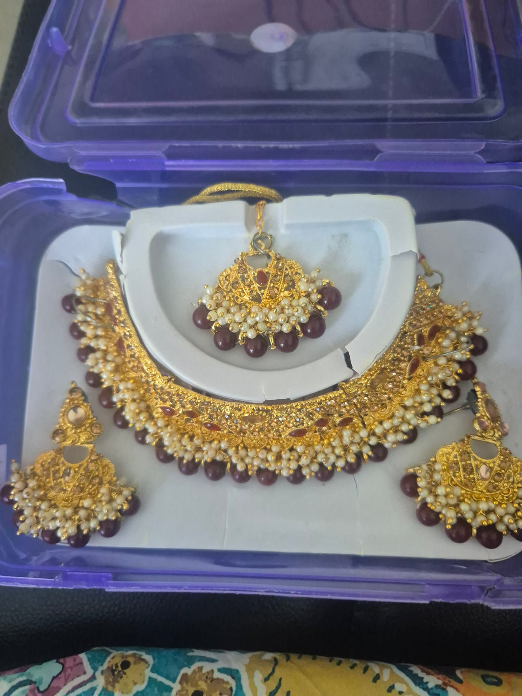 Bollywood désigner mariage parure rouge 3 pièces