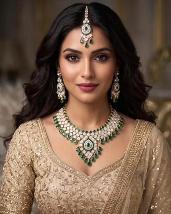 Bollywood désigner mariage sari parure vert 3 pièces