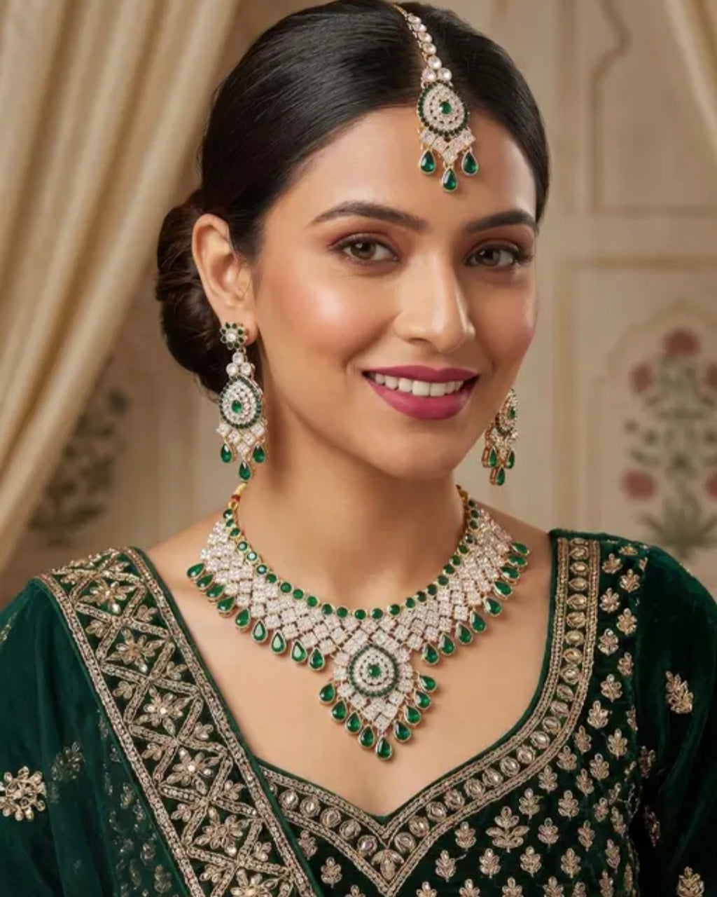 Bollywood désigner mariage sari parure vert 3 pièces