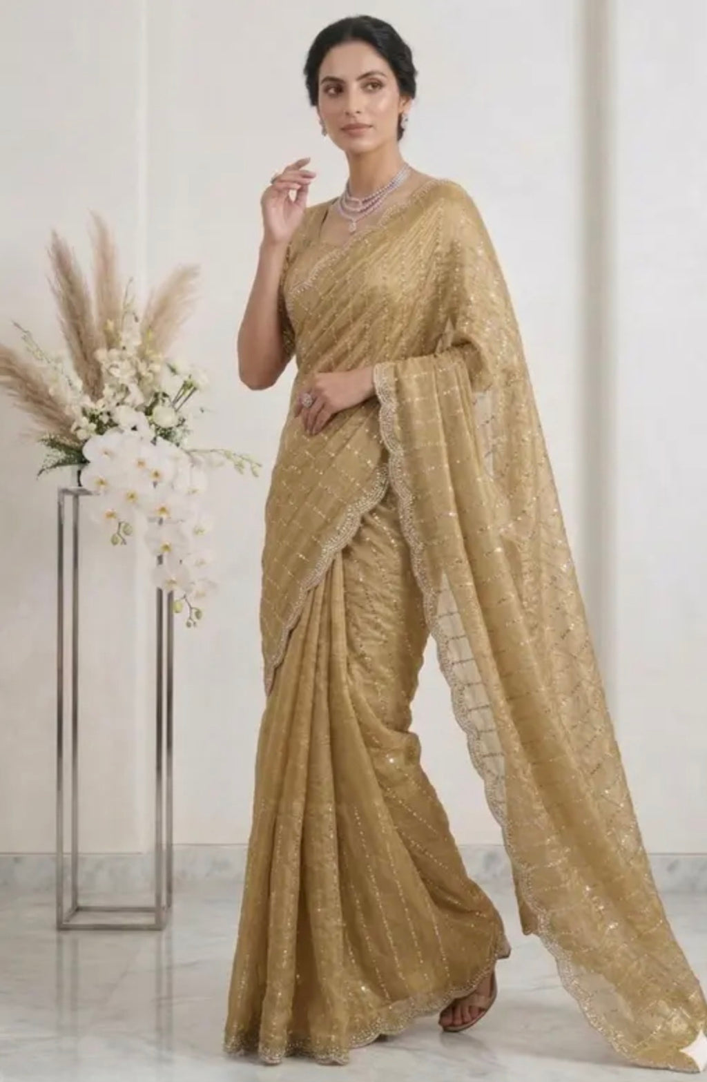 Bollywood désigner mariage sari couleur or