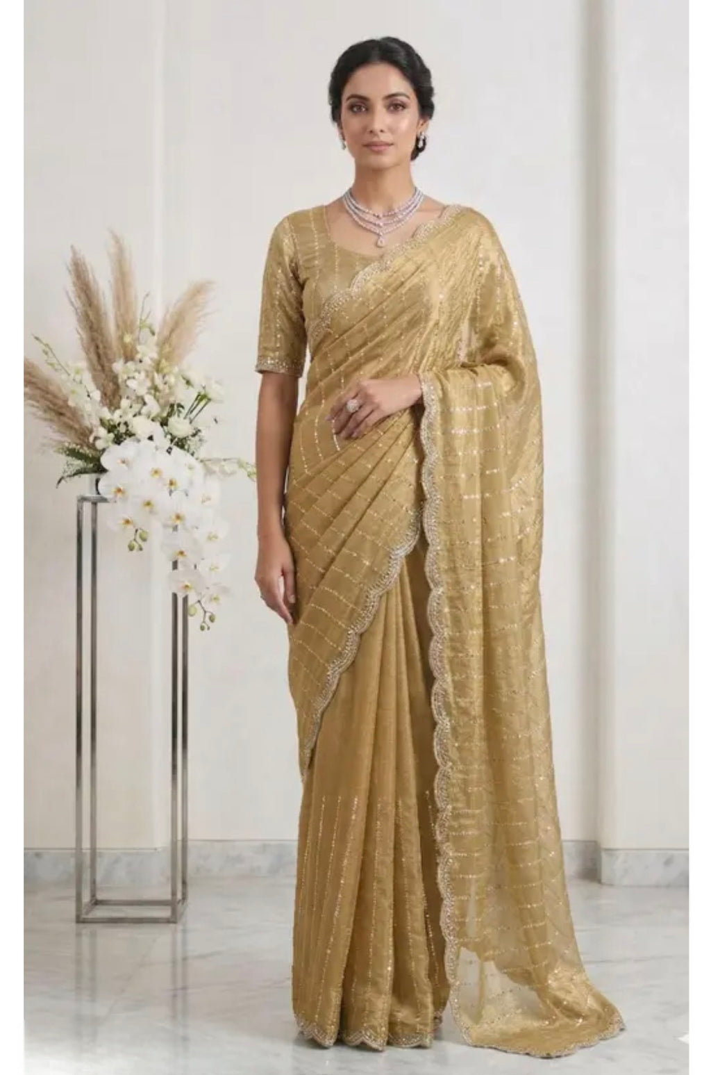 Bollywood désigner mariage sari couleur or