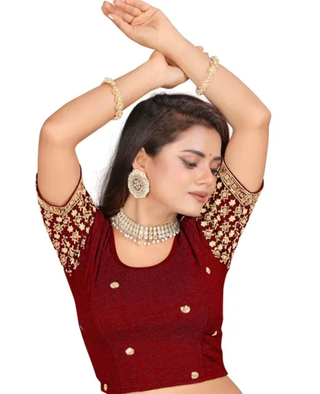 Bollywood désigner mariage sari blouse rouge avec sequins Xl