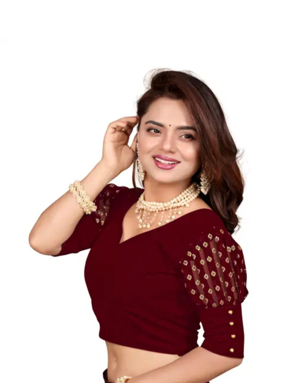 Bollywood designer burgundy wedding sari size 36/38