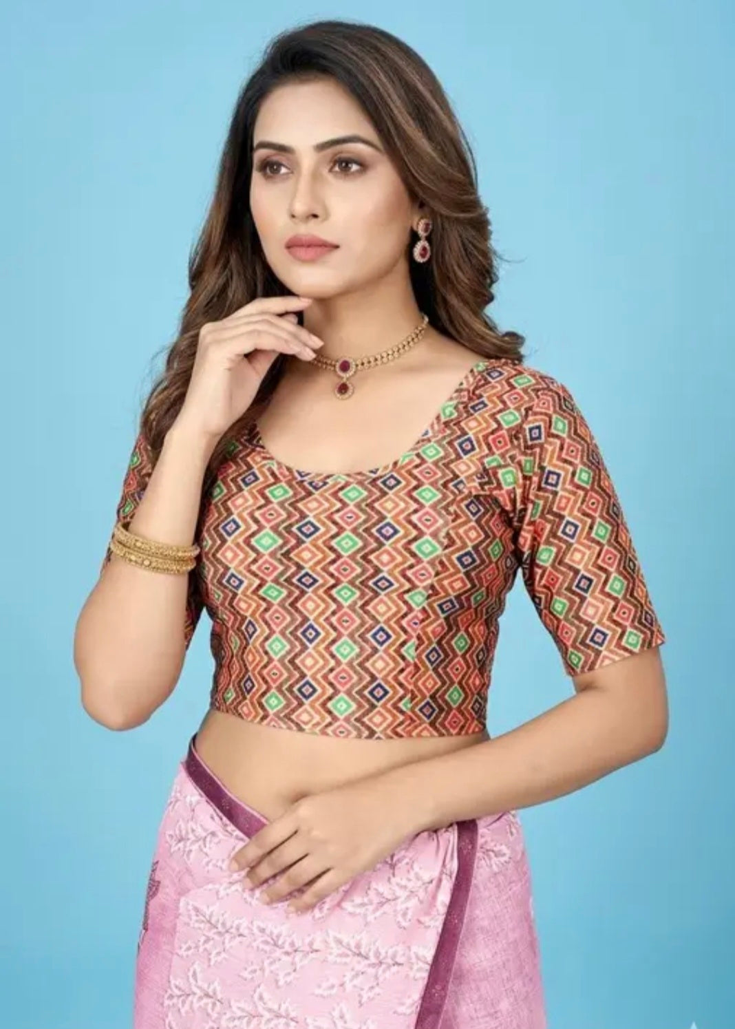 Bollywood désigner sari blouse multicolore taille 40 Image secondaire du produit