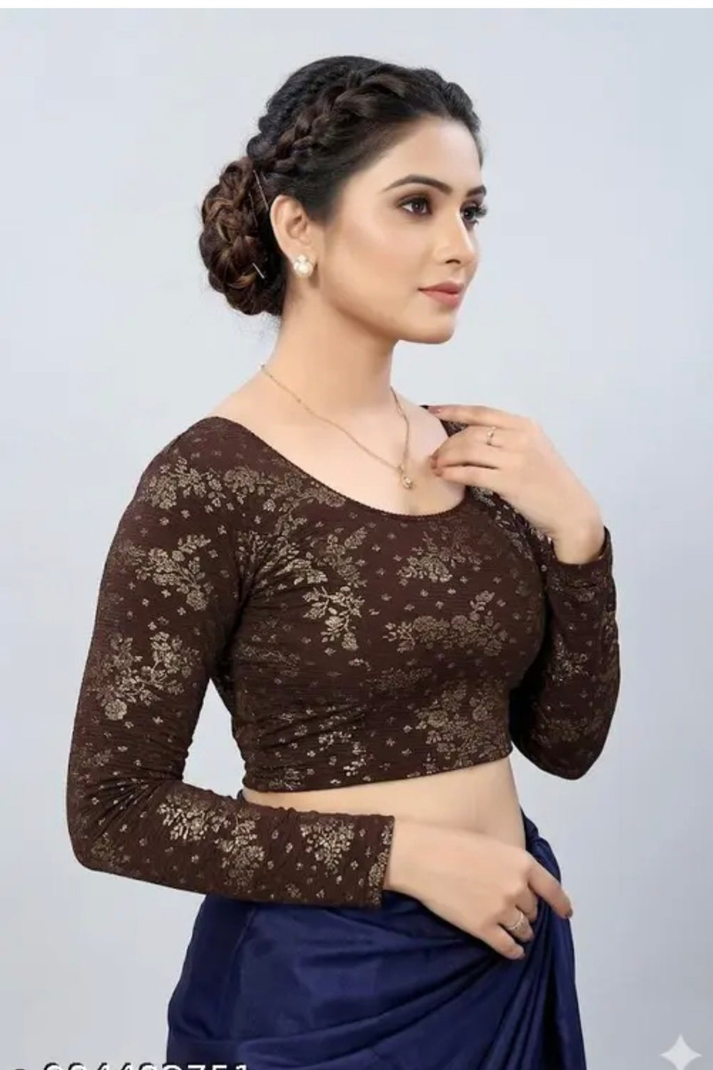 Bollywood désigner sari blouse marron taille 40