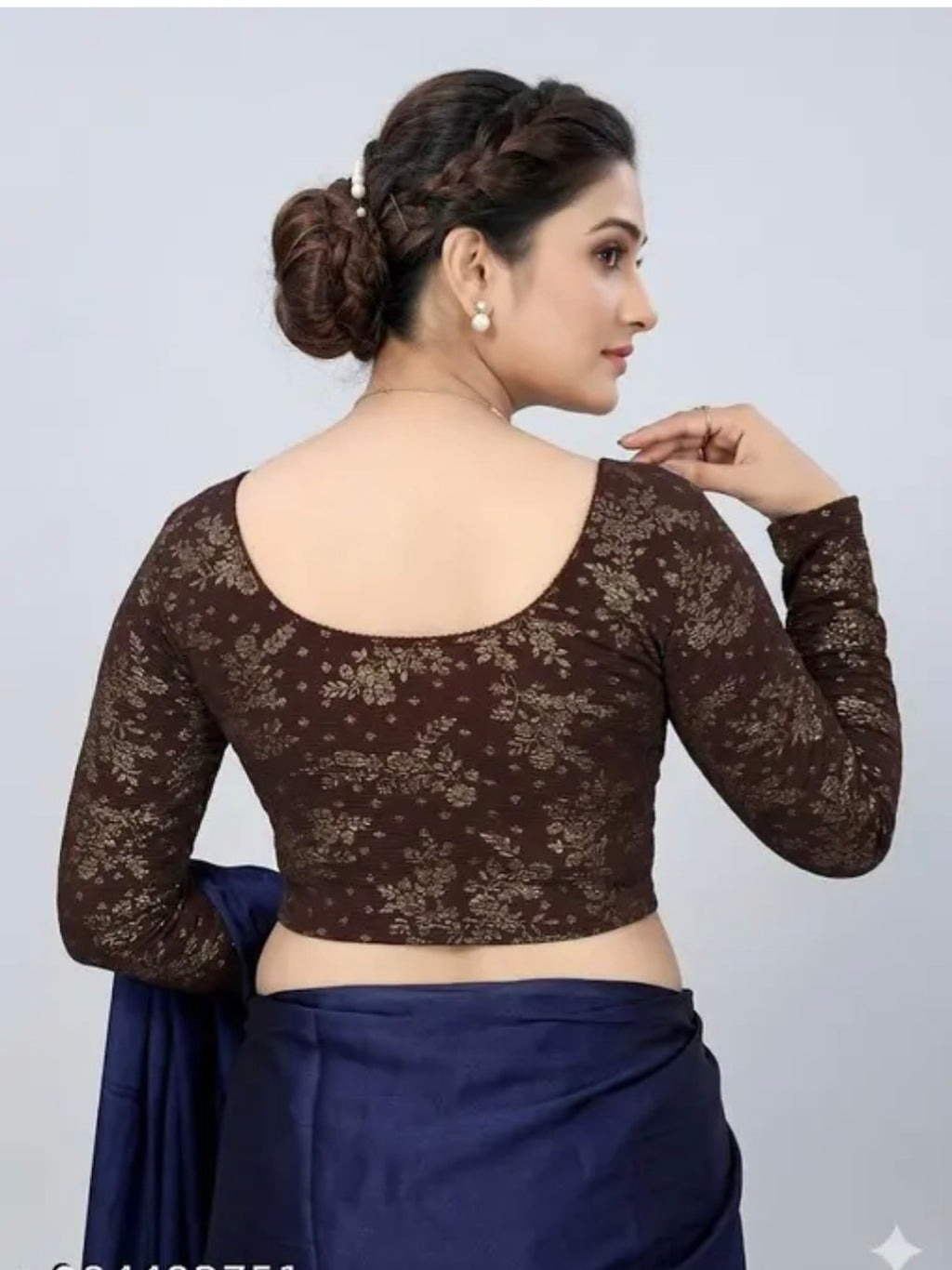 Bollywood désigner sari blouse marron taille 40