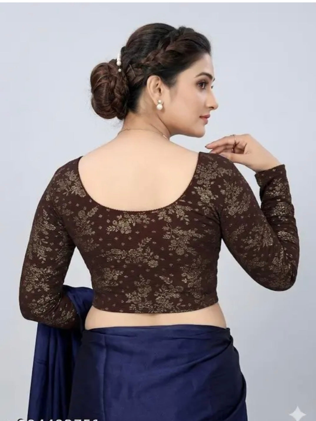 Bollywood désigner sari blouse marron taille 40