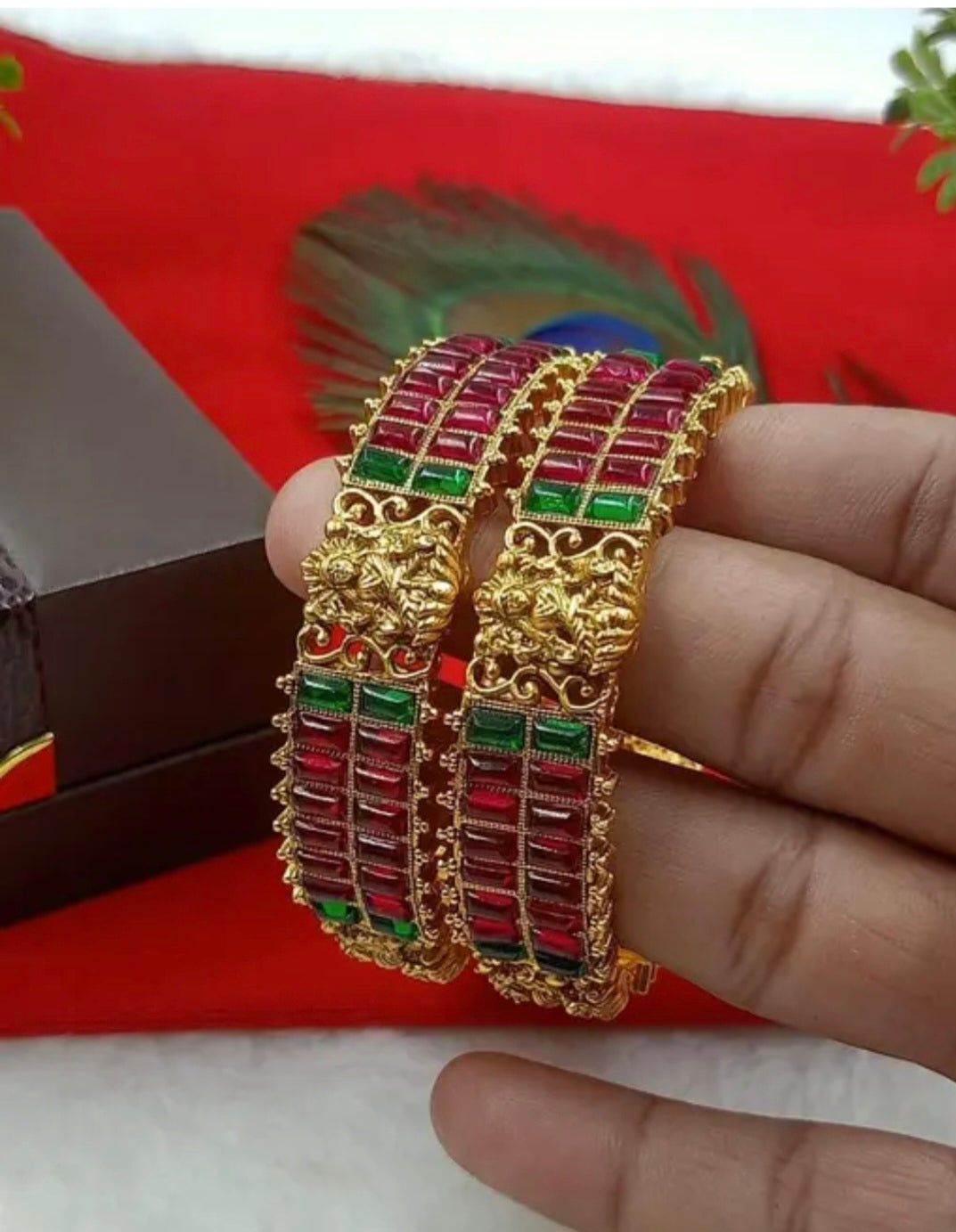 Indian désigner lakshmi bracelet 2 pièces taille 2.10 Image secondaire du produit