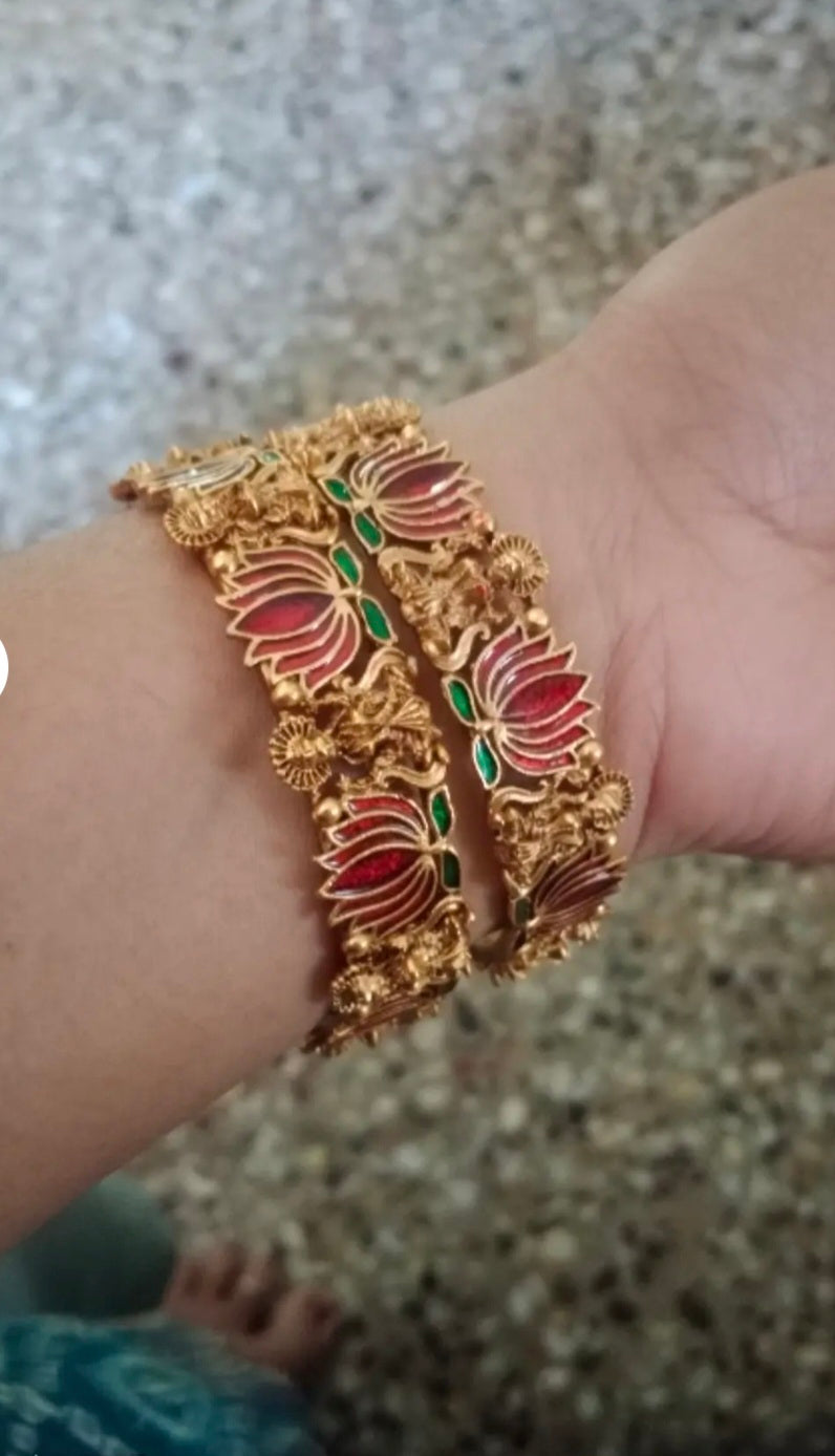 Indian temple lakshmi bracelet rose vert taille 2.8