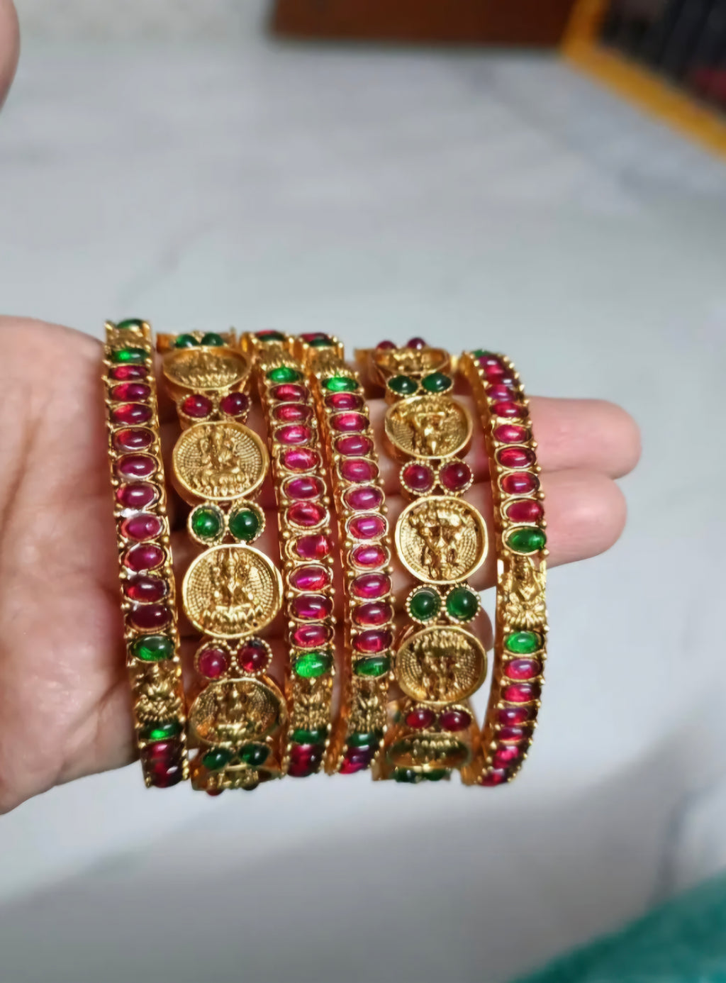 Indian temple lakshmi bracelet 6 pièces taille 2.8