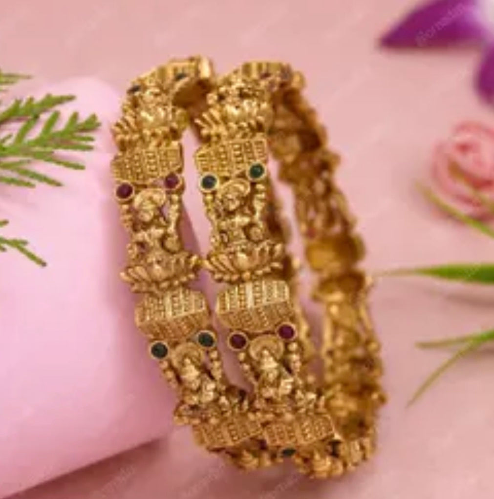 Indian désigner temple lakshmi bracelet taille 2.6 Image secondaire du produit
