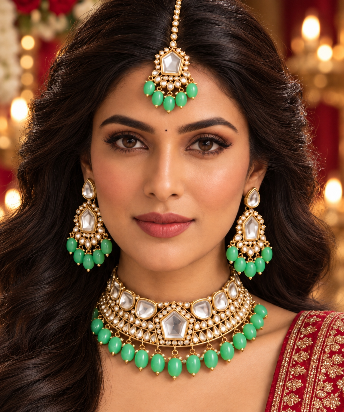 Bollywood désigner mariage sari parure vert 3 pièces