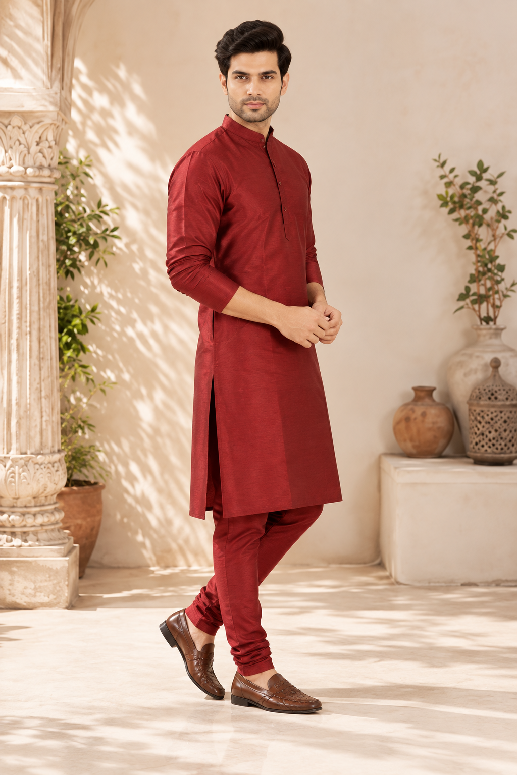 Indian kurta homme bordeaux taille XL