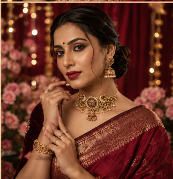 Bollywood désigner mariage sari parure 2 pièces rouge bordeaux
