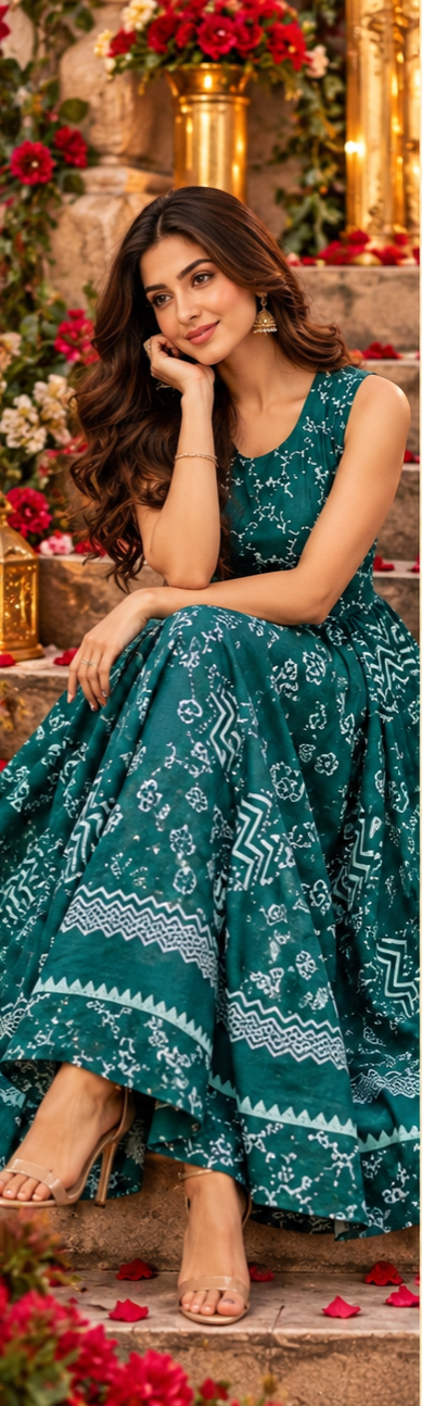 Bollywood désigner jaipur coton robe vert taille M