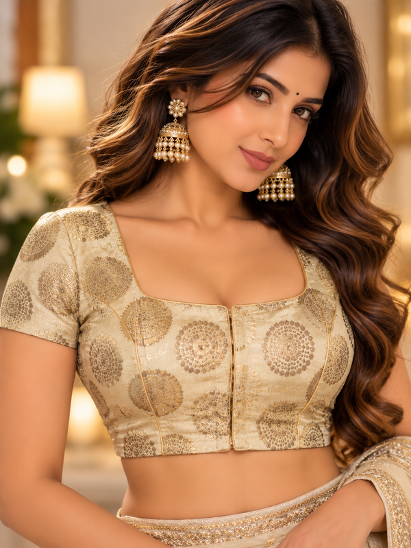 Indian sari blouse doré taille 38