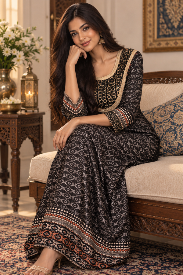 Bollywood désigner kaftan robe noir taille xl