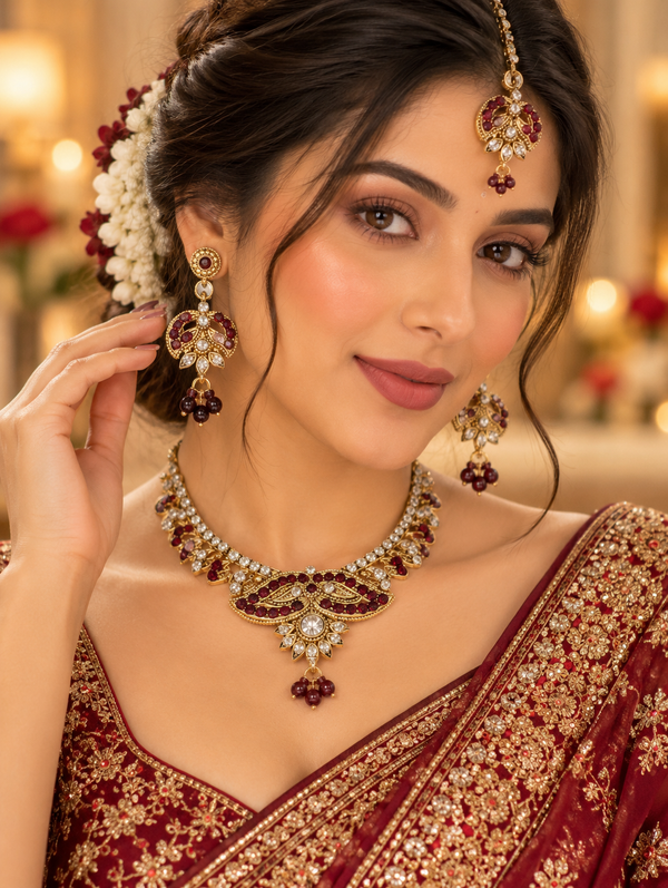 Indian désigner parure rouge et blanc