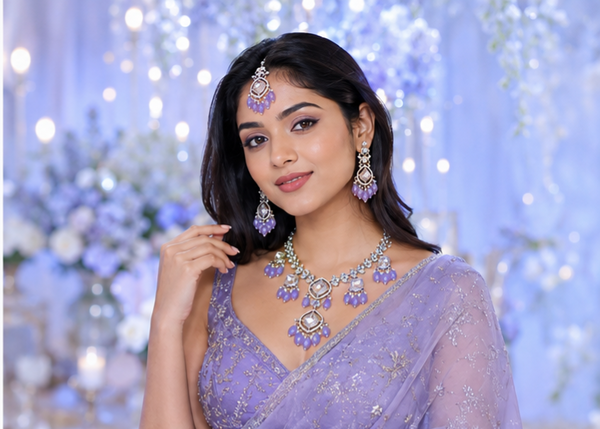 Bollywood désigner mariage violet 3 pièces