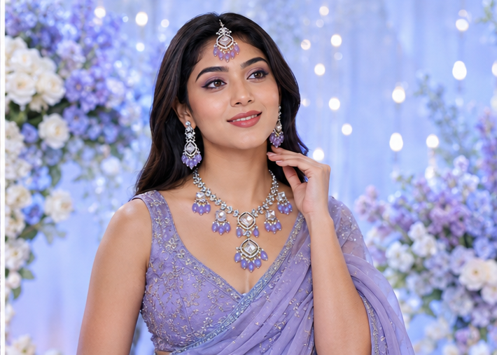 Bollywood désigner mariage violet 3 pièces
