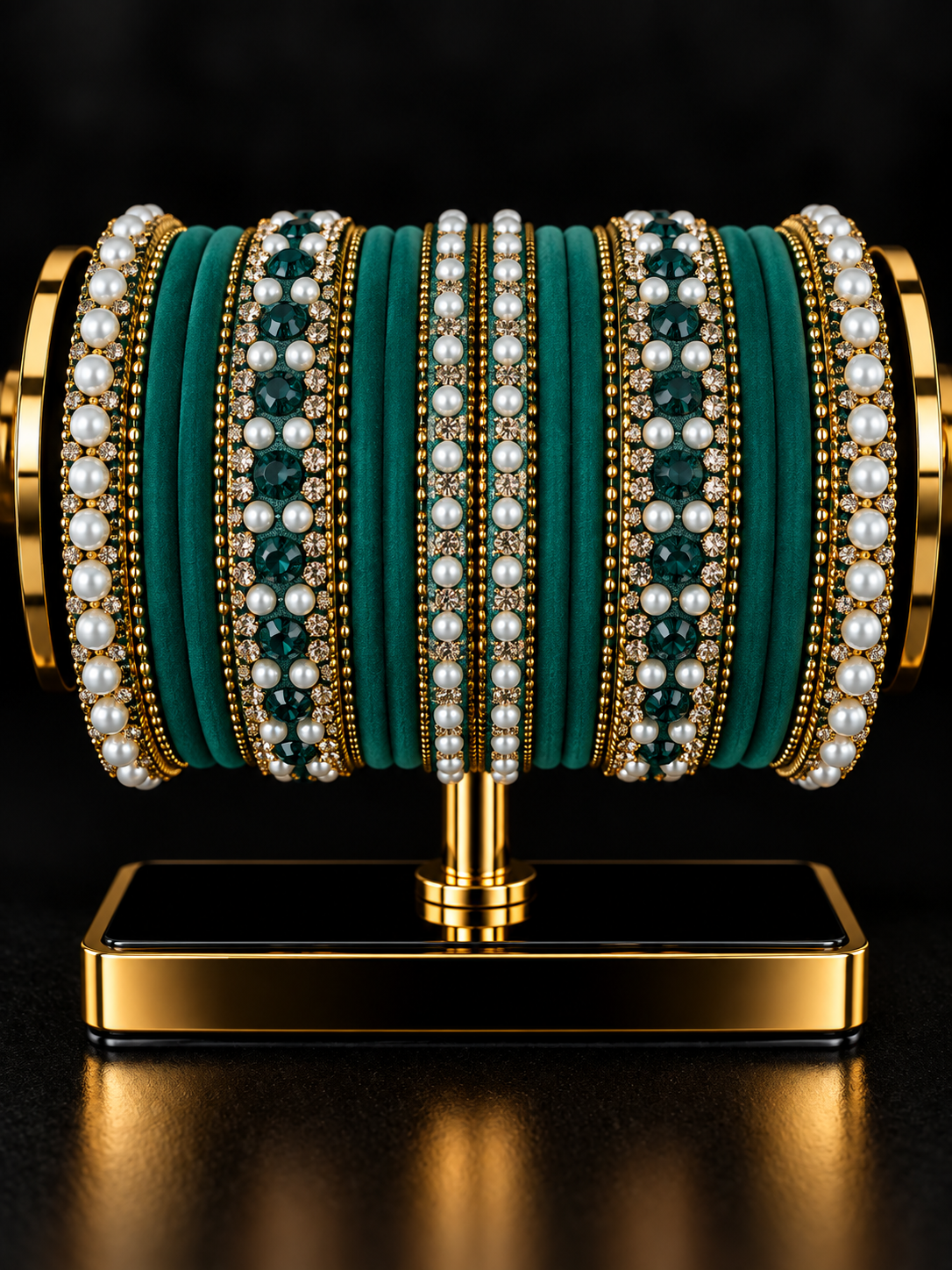 Indian désigner bracelet vert et doré taille 2.8
