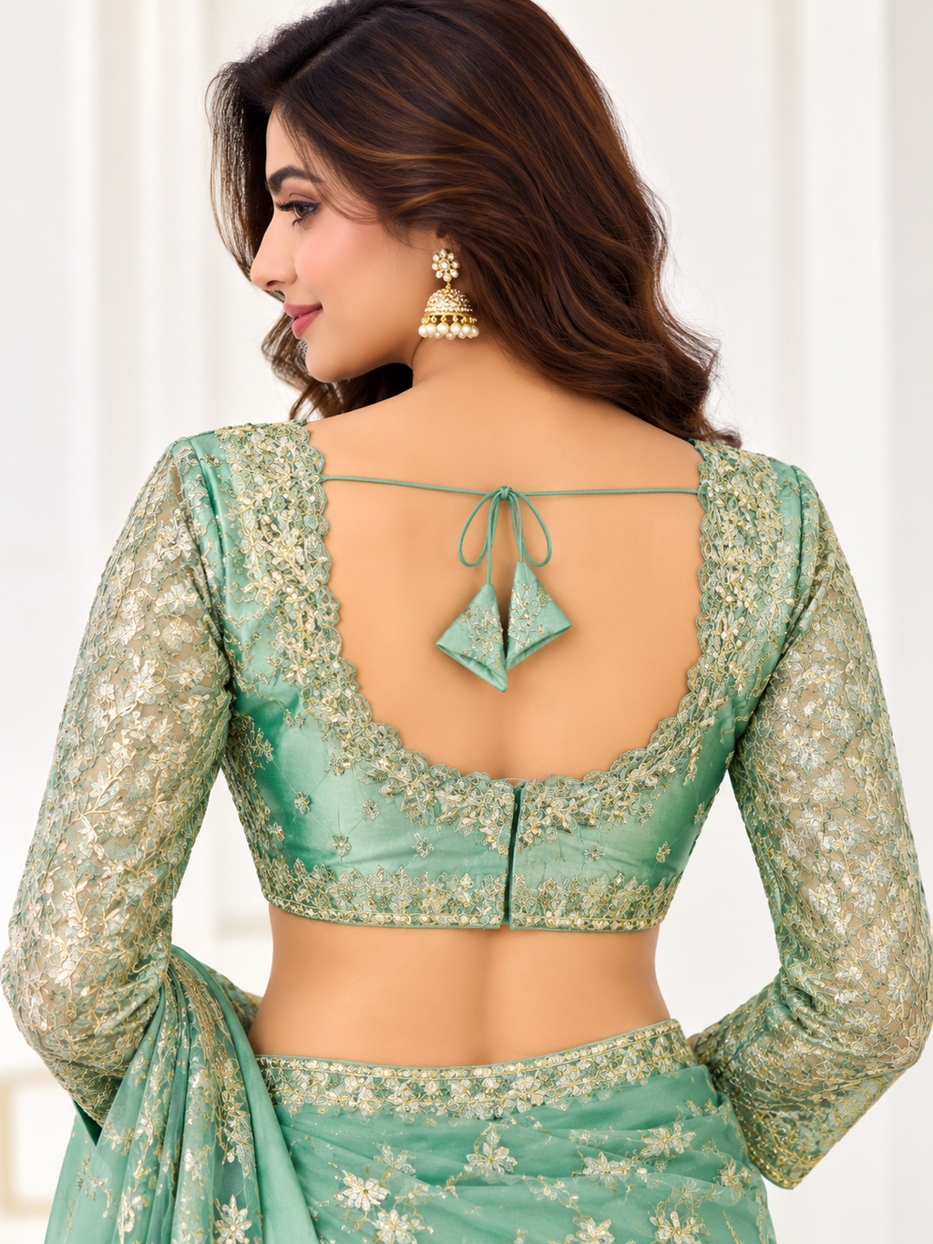 Indian désigner sari blouse vert taille 38/40