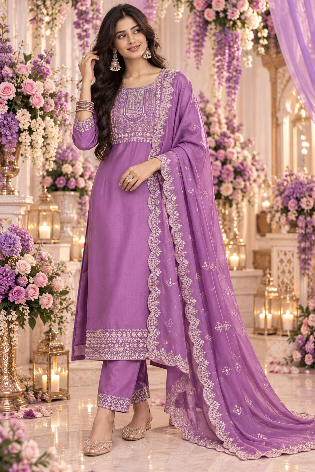 Bollywood wedding salwar kameez purple size L