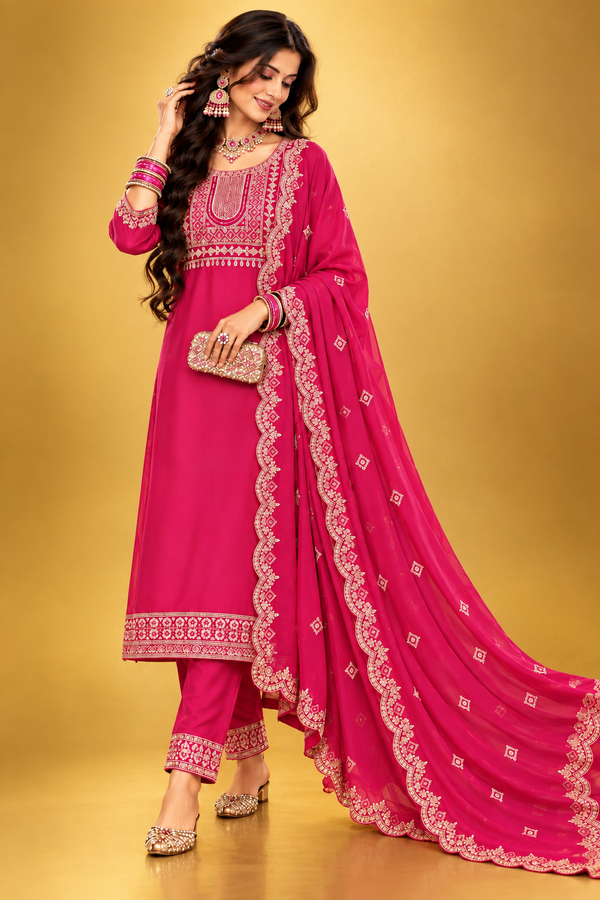 Bollywood désigner mariage salwar kameez rose rayonne taille L
