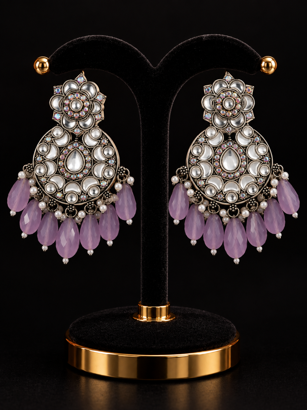 Bollywood style boucles d'oreille argenté et violet