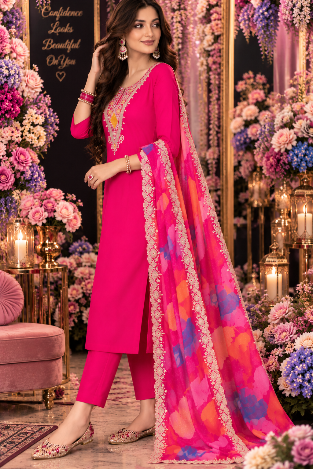Bollywood désigner mariage salwar kameez rose taille 2xl