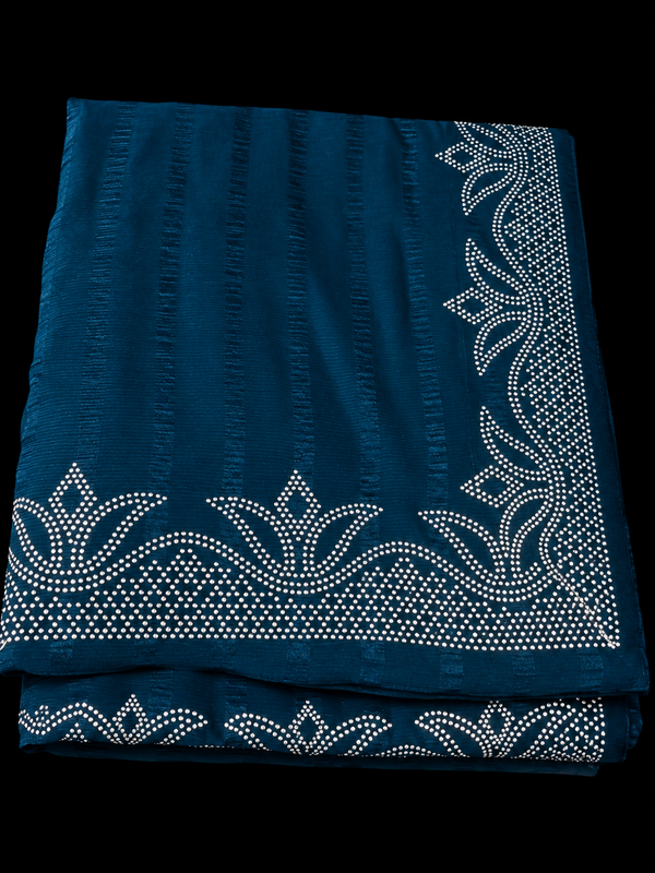 Indian désigner sari bleu vert avec argenté