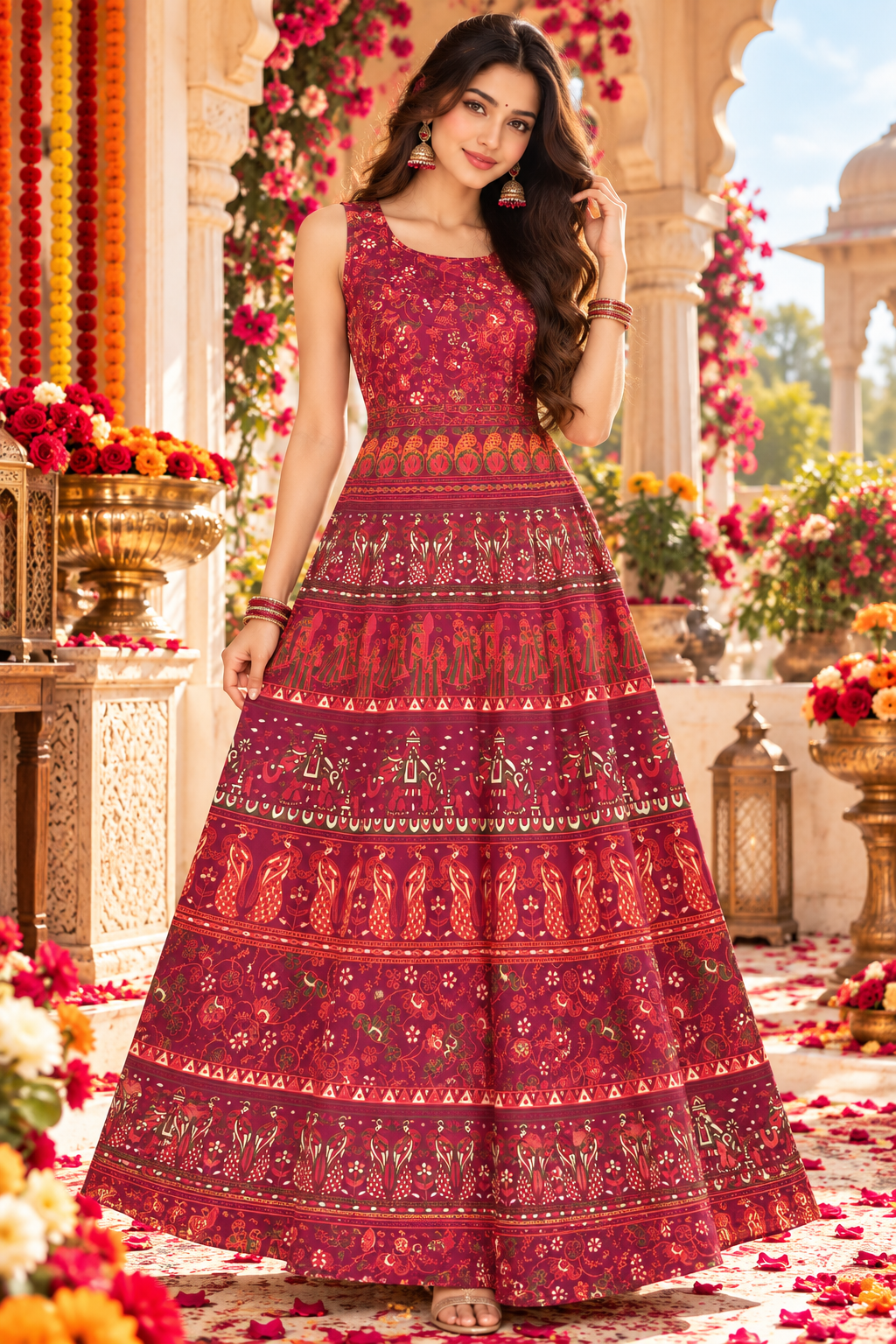 Bollywood désigner jaipuri coton robe taille 36/40 Image principale du produit