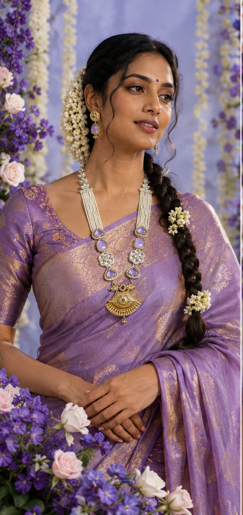 Bollywood désigner mariage parure 2 pièces  blanc et violet