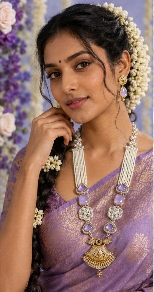 Bollywood désigner mariage parure 2 pièces  blanc et violet