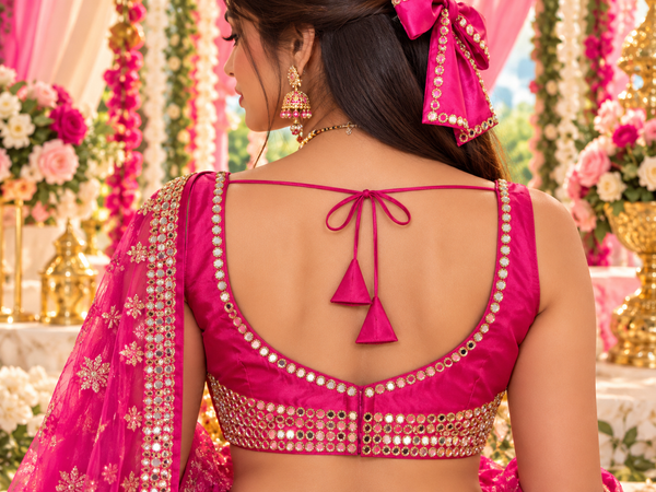 Bollywood désigner mariage sari blouse rose taille 38