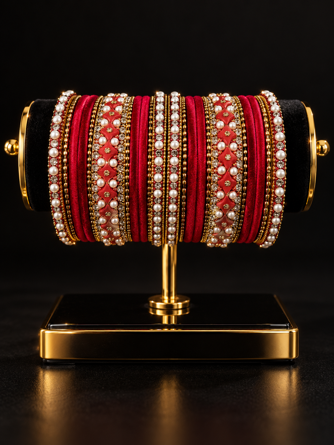 Bracelet rouge et doré taille 2.8 indien bangles