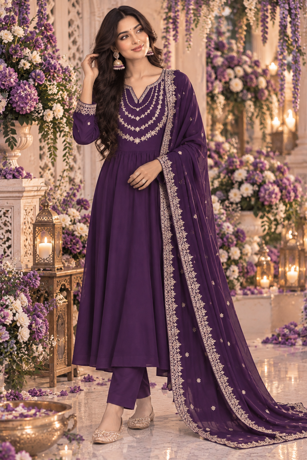 Bollywood désigner mariage salwar kameez violet taille XL