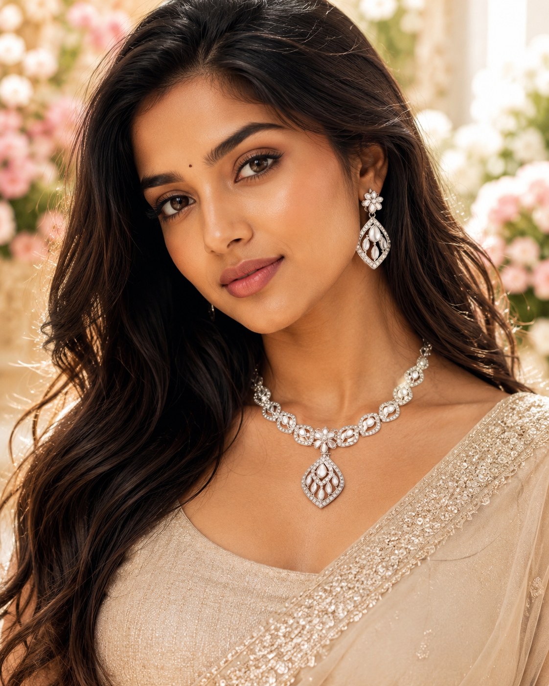 Bollywood désigner mariage parure blanc 2 pièces Image principale du produit