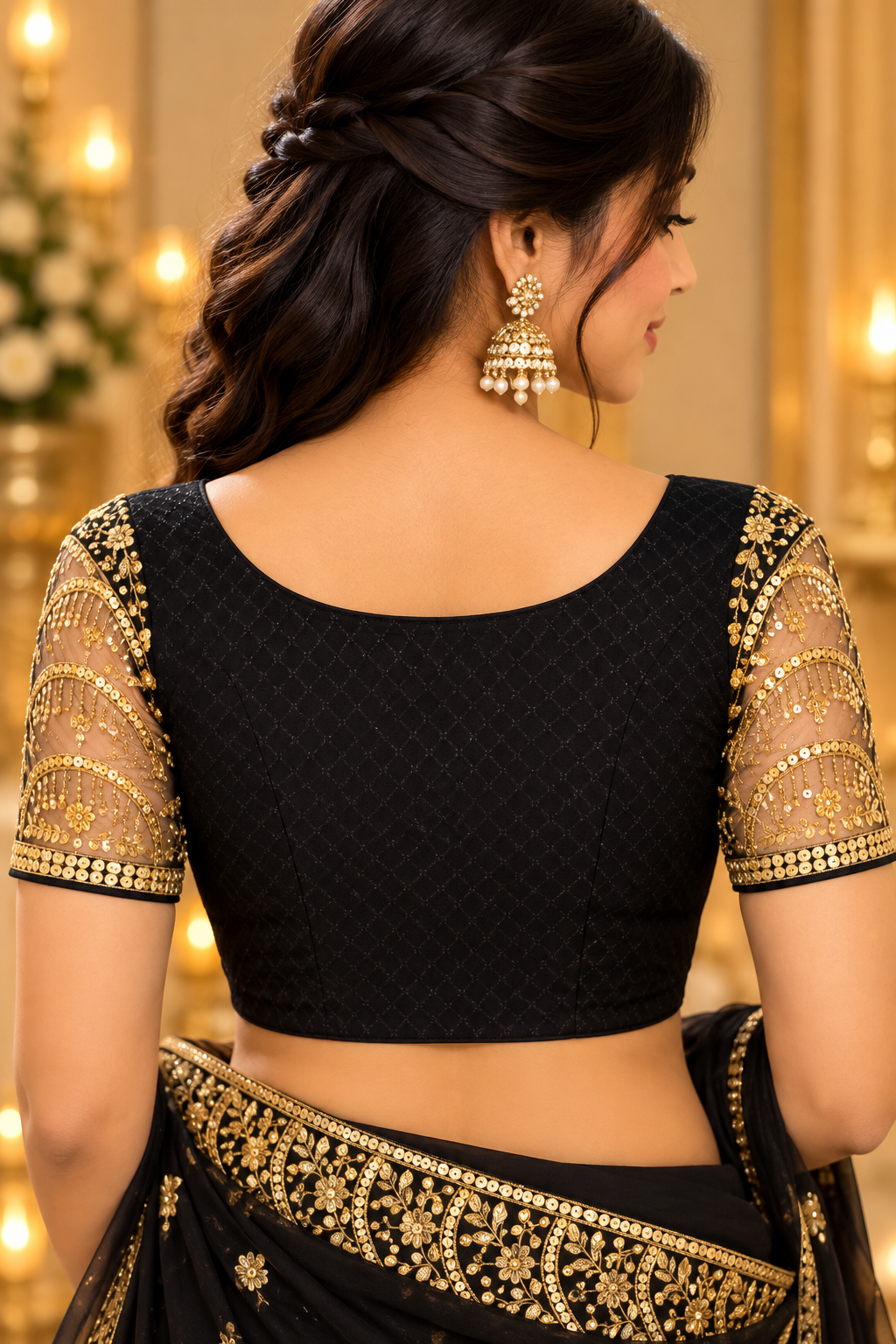 Indian sari blouse noir et doré taille 36/40 Secondary image