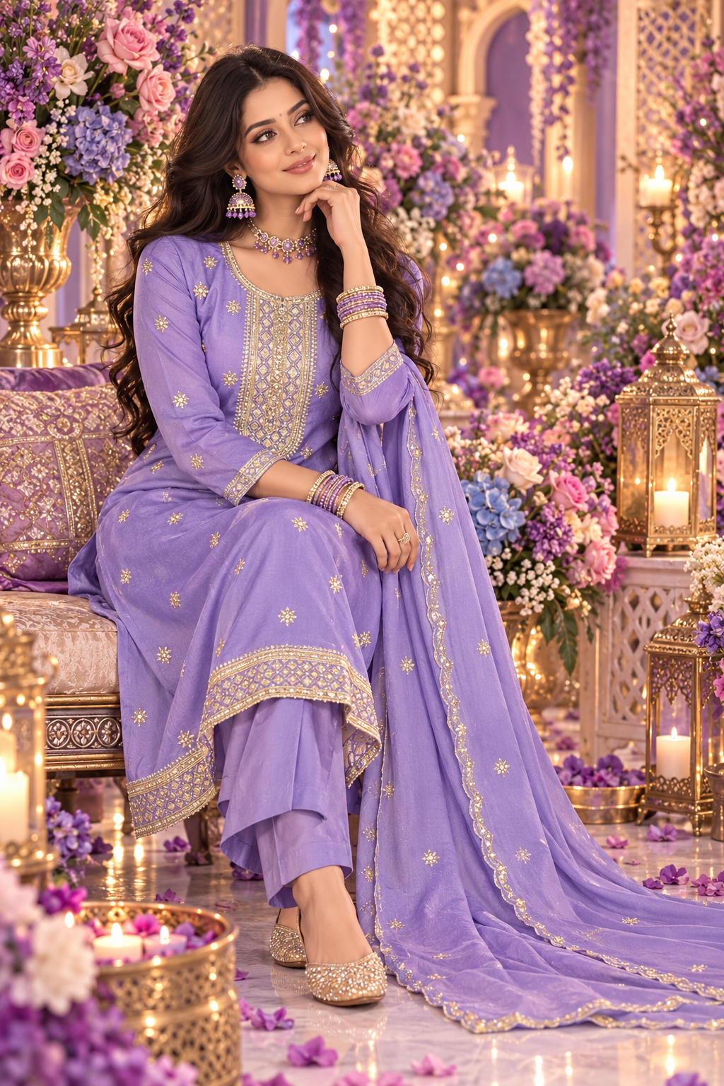 Bollywood désigner salwar kameez lila taille XL rayonne