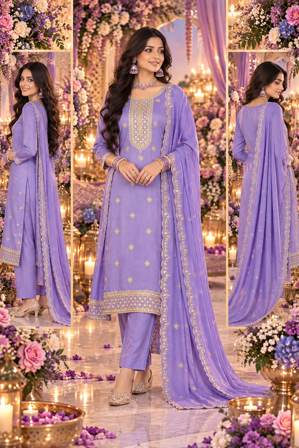Bollywood désigner salwar kameez lila taille XL rayonne