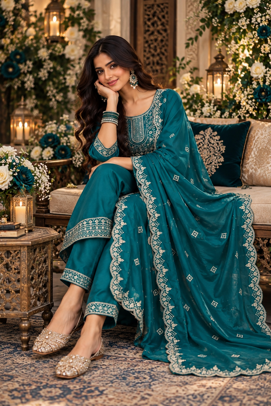 Bollywood désigner salwar kameez bleu taille XL