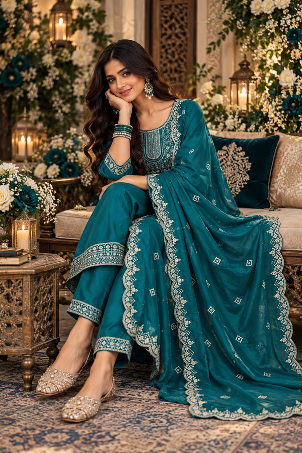 Bollywood désigner salwar kameez bleu taille XL
