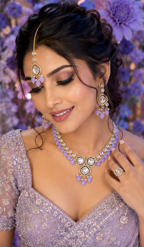 Bollywood désigner mariage sari parure violet 3 pièces
