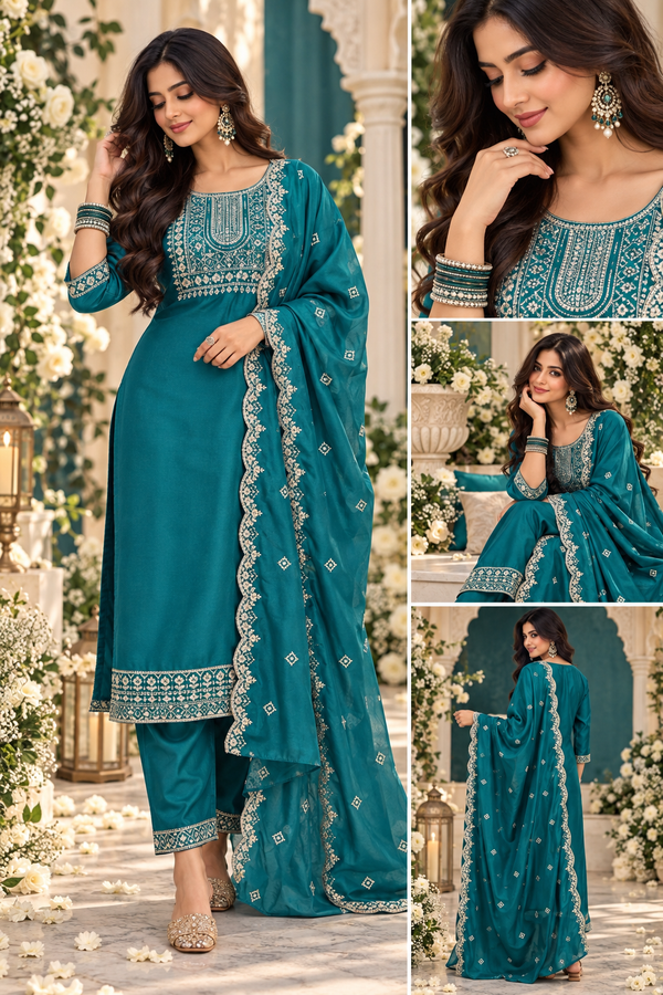 Bollywood désigner salwar kameez bleu taille XL