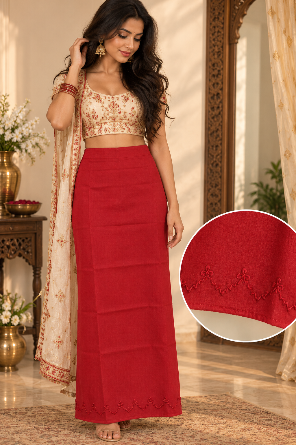 Bollywood red cotton wedding sari size 34/44