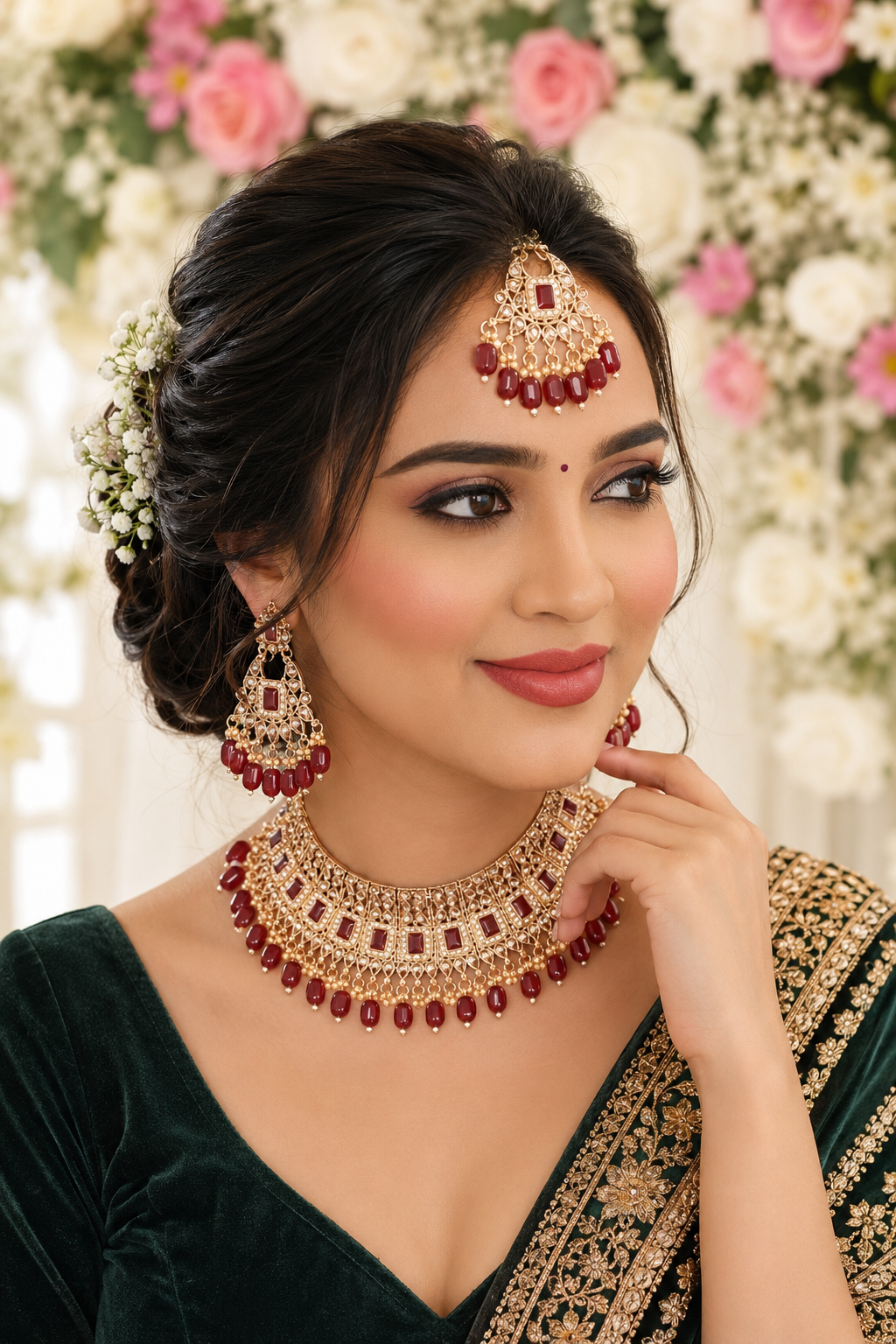 Bollywood désigner mariage sari parure rouge 3 pièces