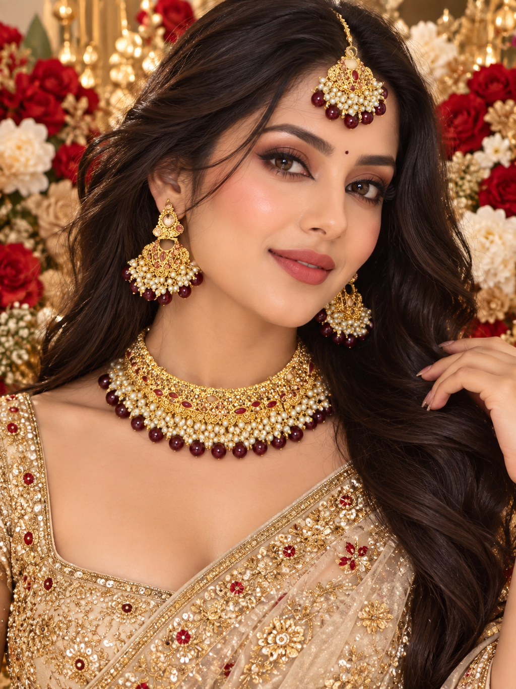 Bollywood désigner mariage parure rouge 3 pièces