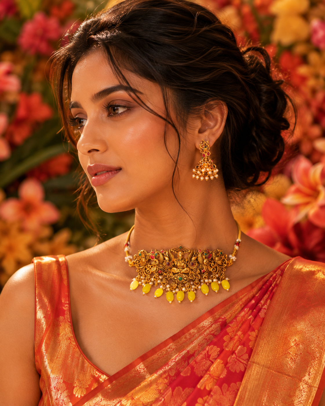 Bollywood désigner mariage sari parure jaune 2 pièces