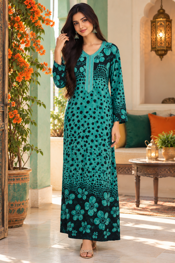 Bollywood désigner kaftan robe vert et noir taille L